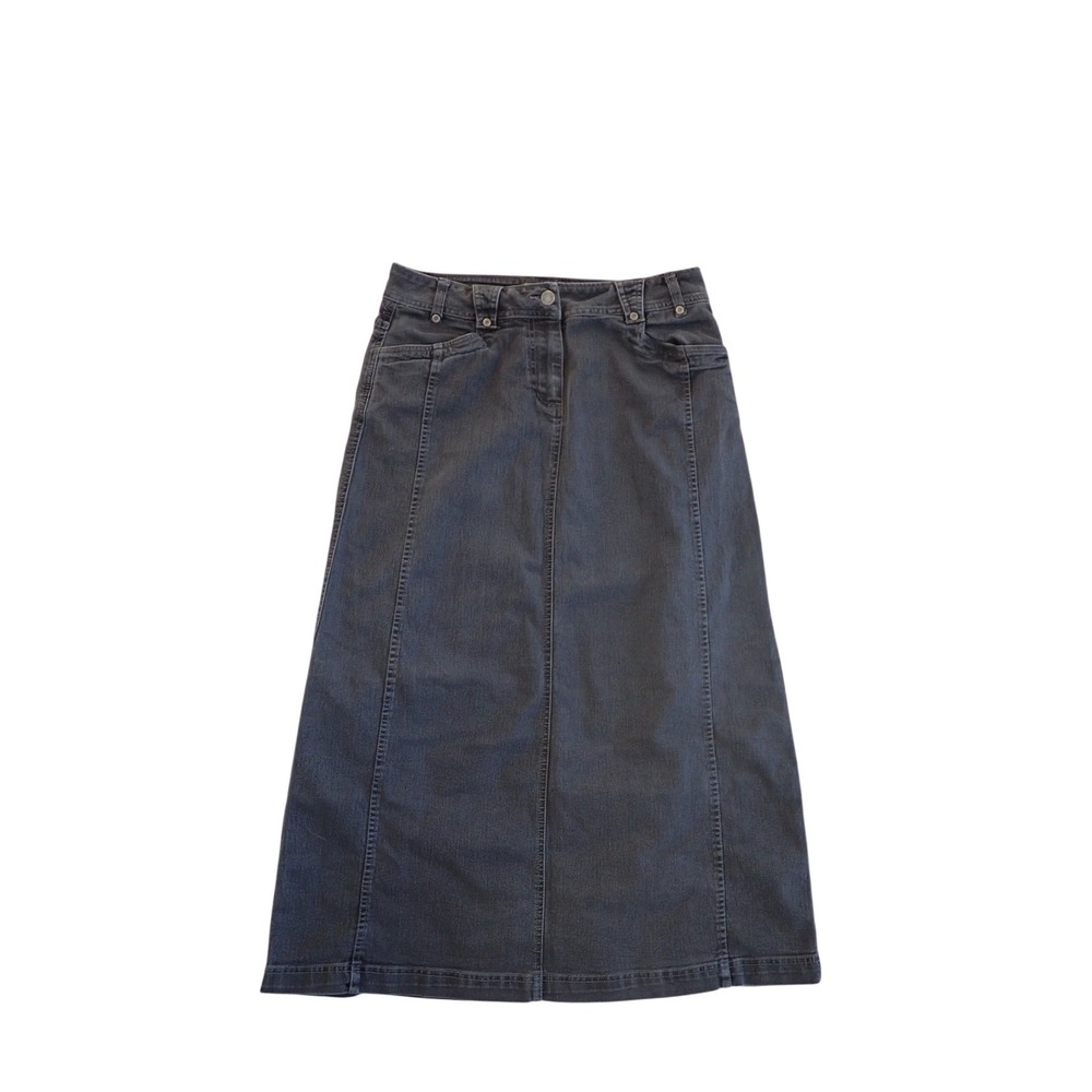 Vintage Gray Denim Maxi Skirt Size 10 A-Line Long Cotton Blend Woolrich